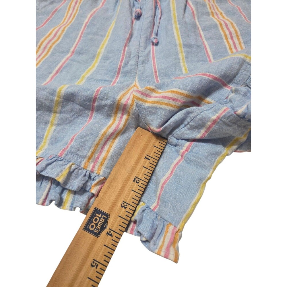 NWT Crown & Ivy Linen Blend Ruffle Leg Shorts Blue Pink Stripe Pockets M B32.1 - Picture 8 of 10